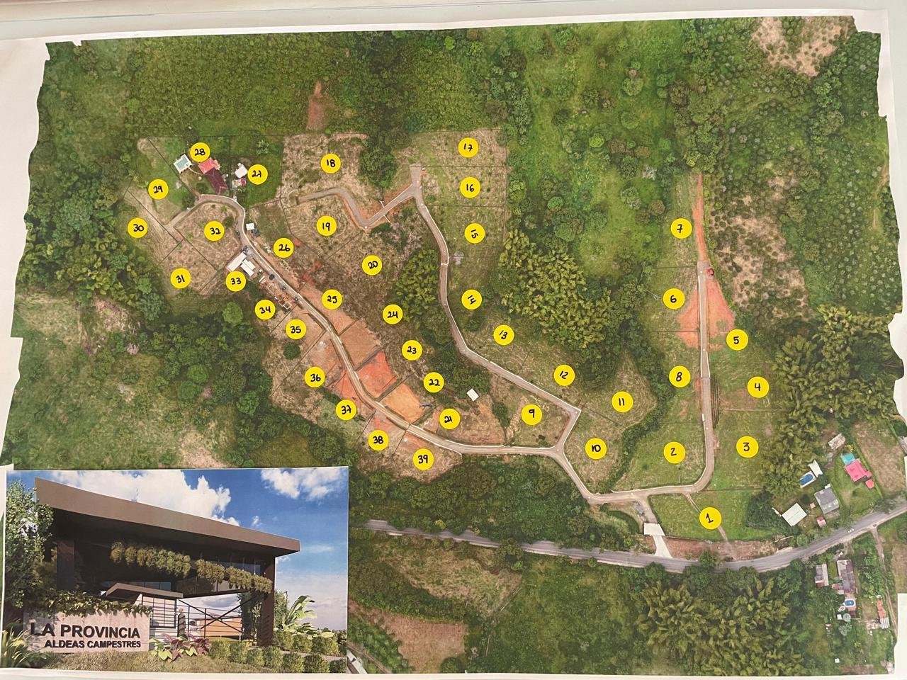 Plano general de los 39 lotes de La Provincia Aldeas Campestres
